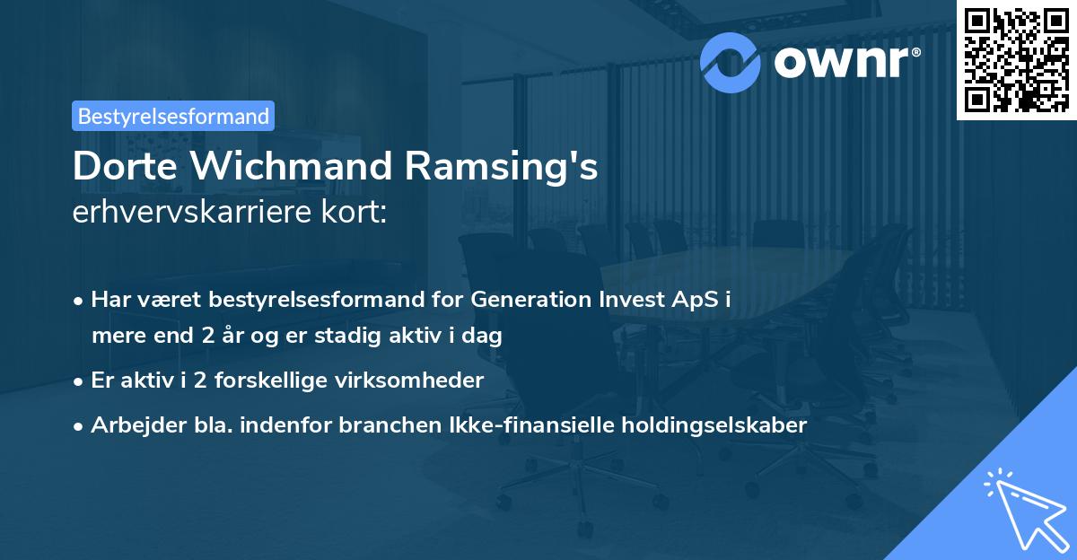 Dorte Wichmand Ramsing's erhvervskarriere kort