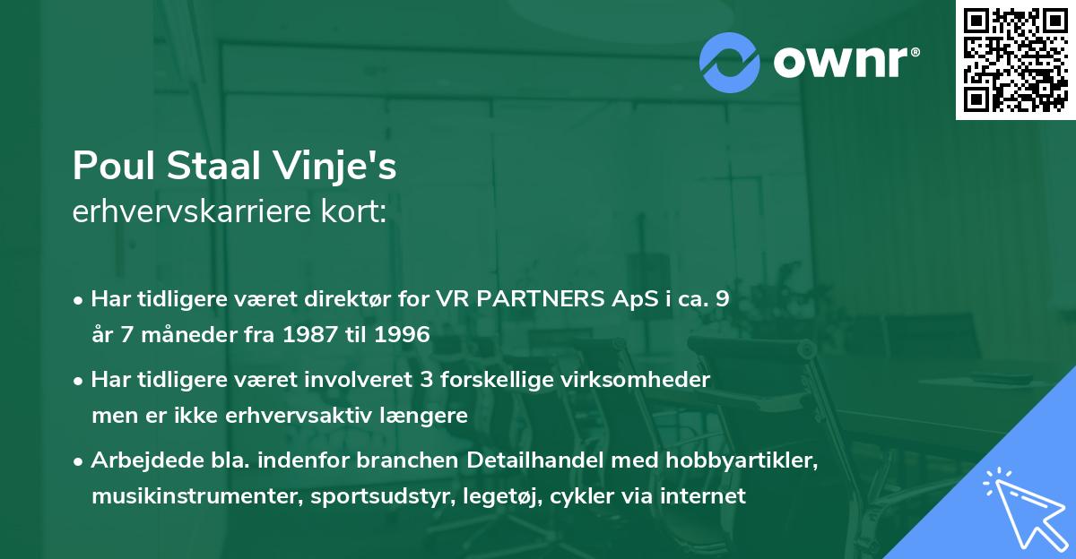 Poul Staal Vinje's erhvervskarriere kort