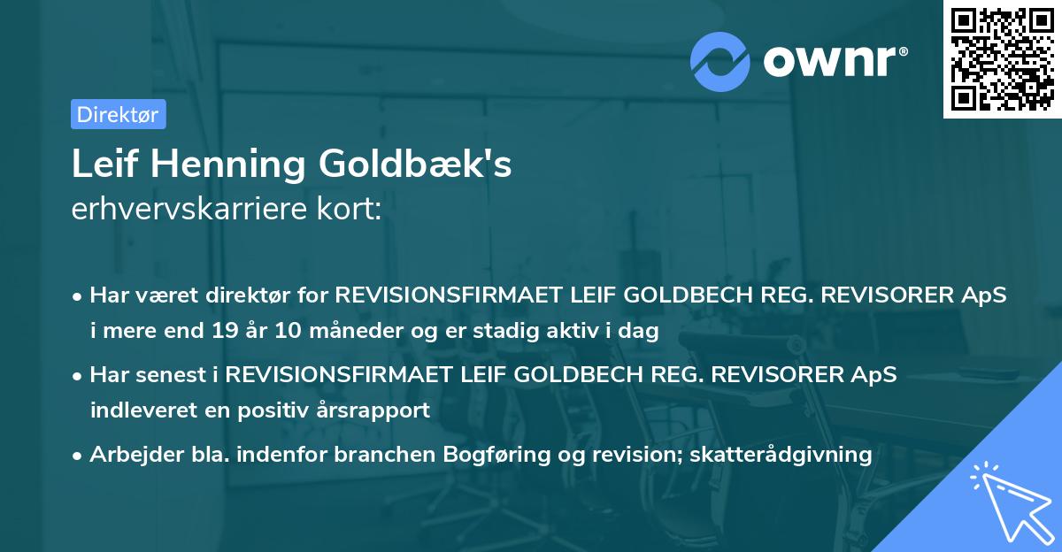 Leif Henning Goldbæk's erhvervskarriere kort