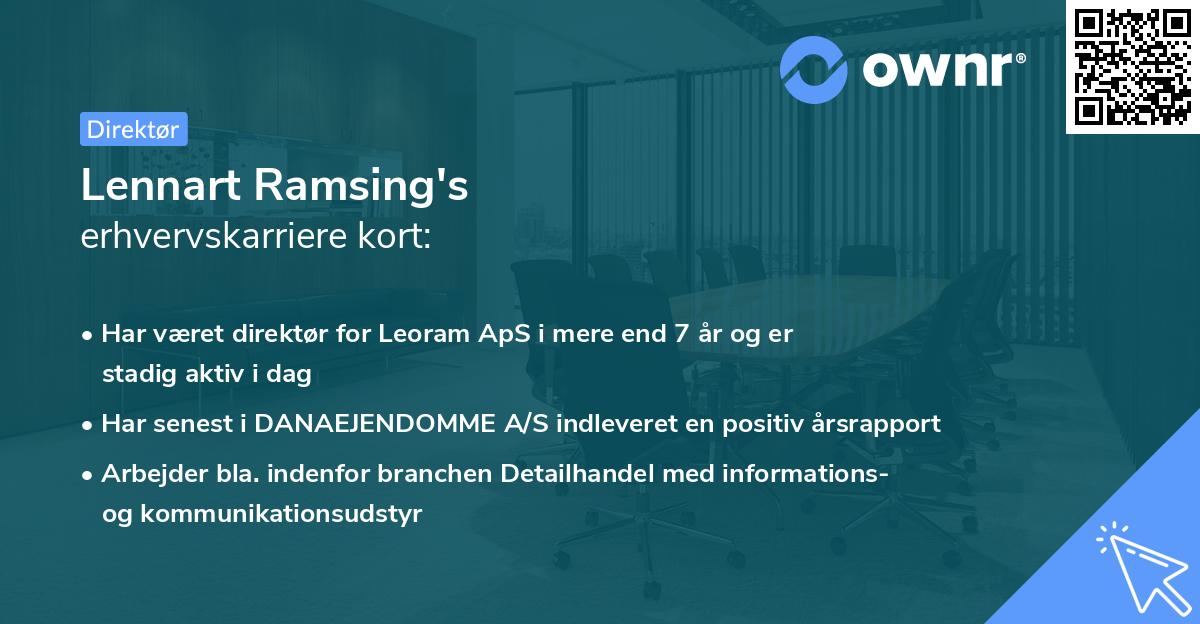 Lennart Ramsing's erhvervskarriere kort