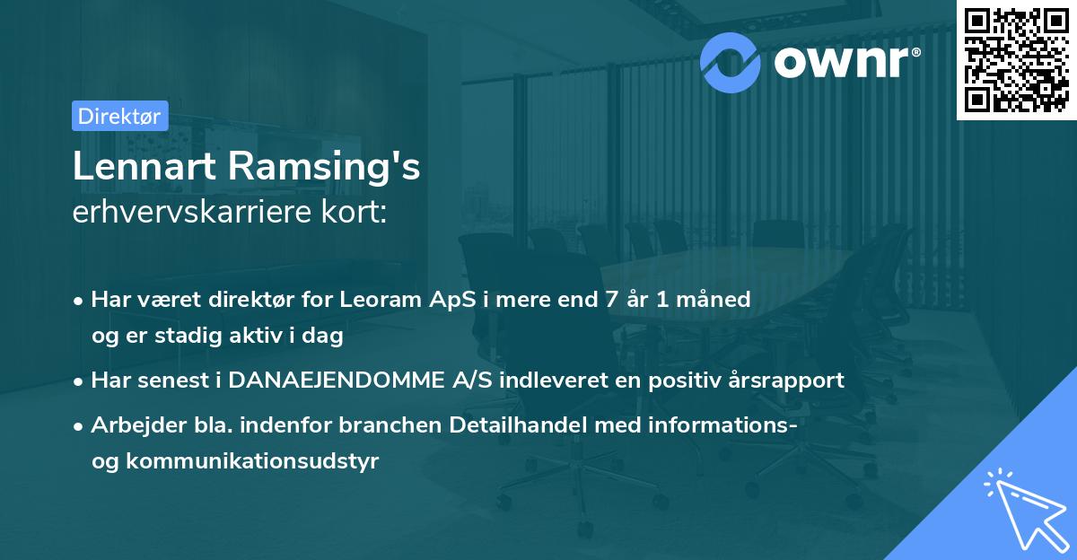 Lennart Ramsing's erhvervskarriere kort
