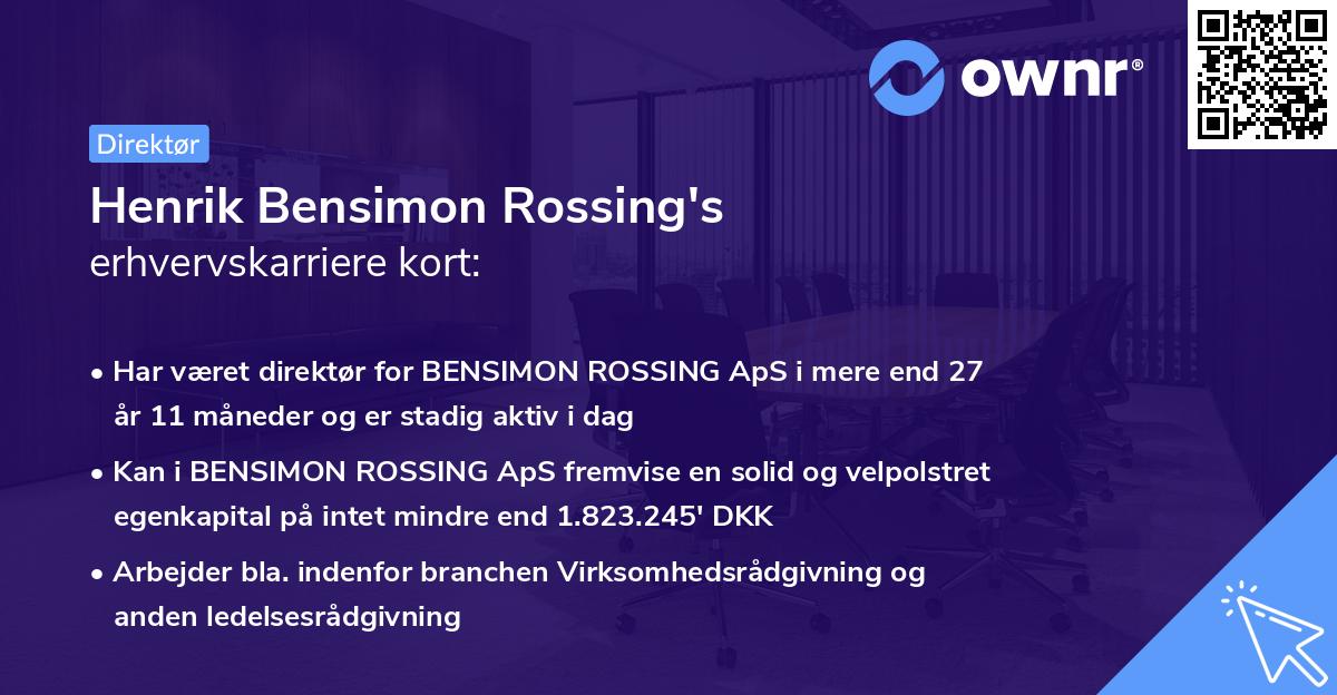 Henrik Bensimon Rossing's erhvervskarriere kort
