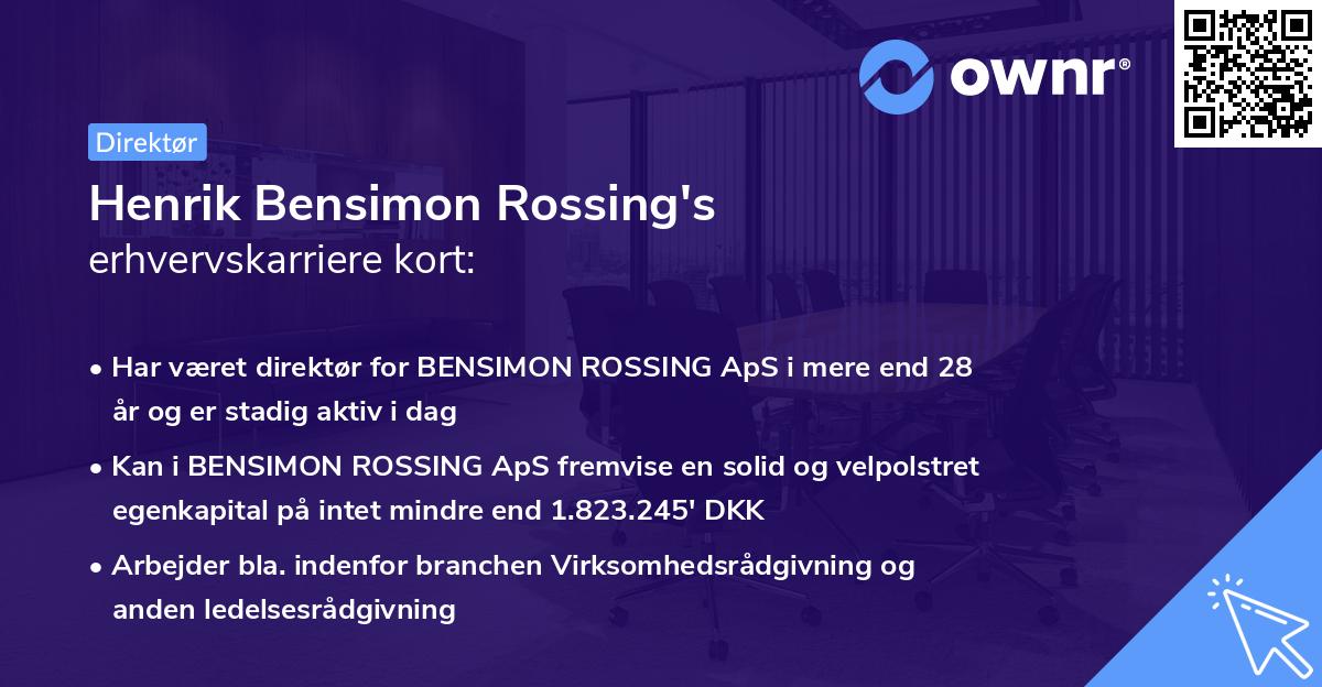 Henrik Bensimon Rossing's erhvervskarriere kort