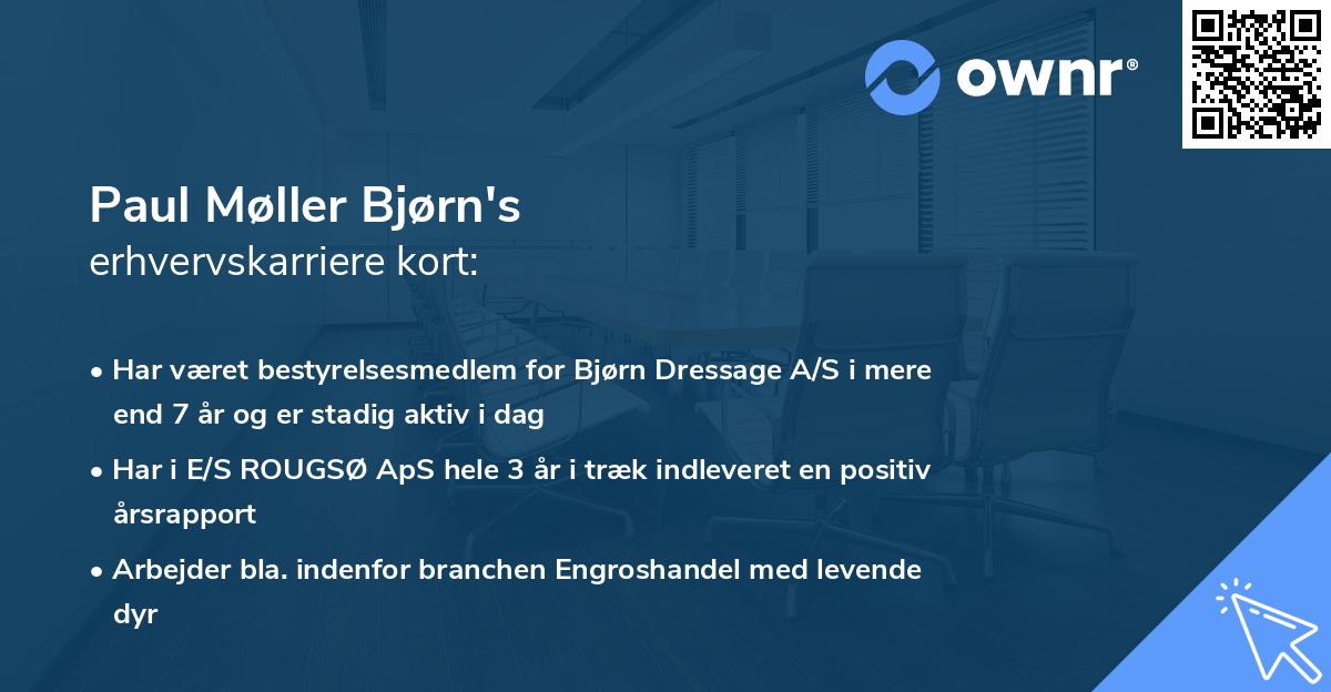 Paul Møller Bjørn's erhvervskarriere kort