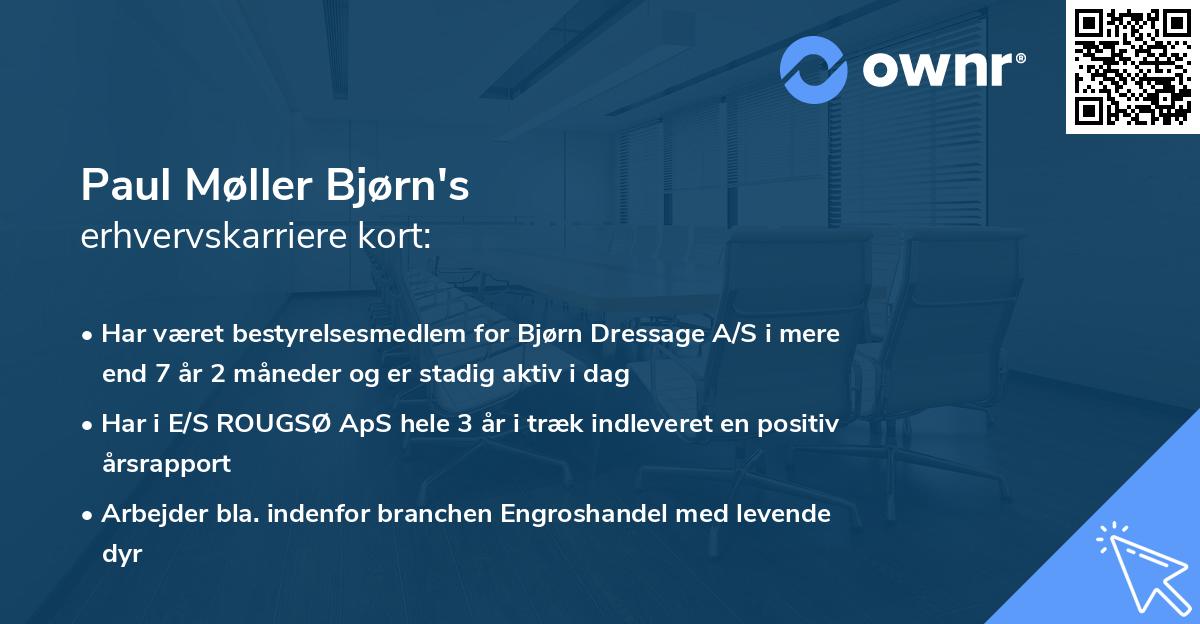 Paul Møller Bjørn's erhvervskarriere kort