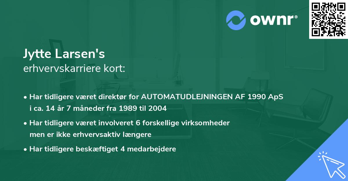 Jytte Larsen's erhvervskarriere kort