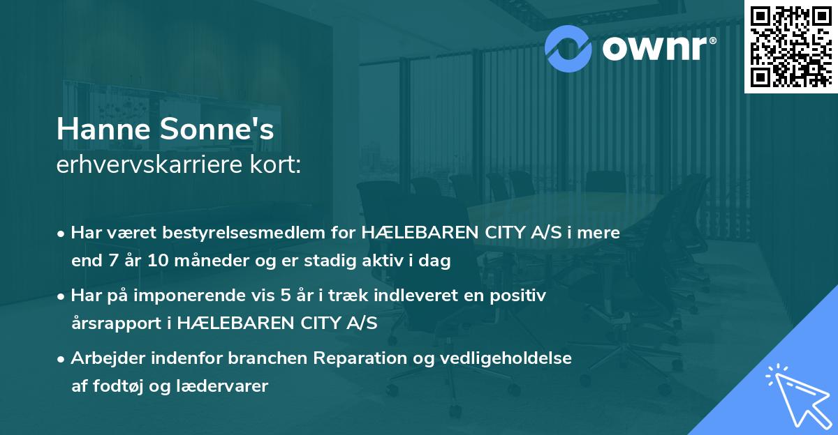 Hanne Sonne's erhvervskarriere kort