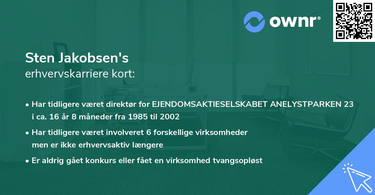 Sten Jakobsen's erhvervskarriere kort
