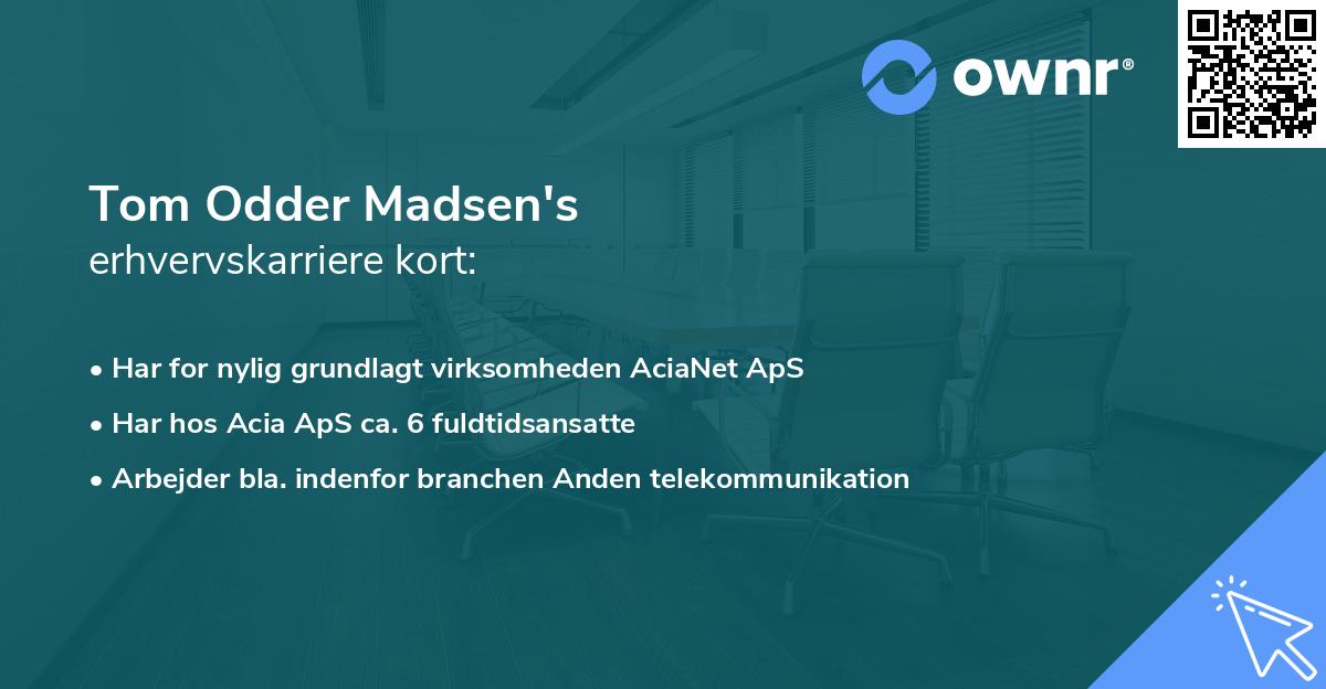 Tom Odder Madsen's erhvervskarriere kort