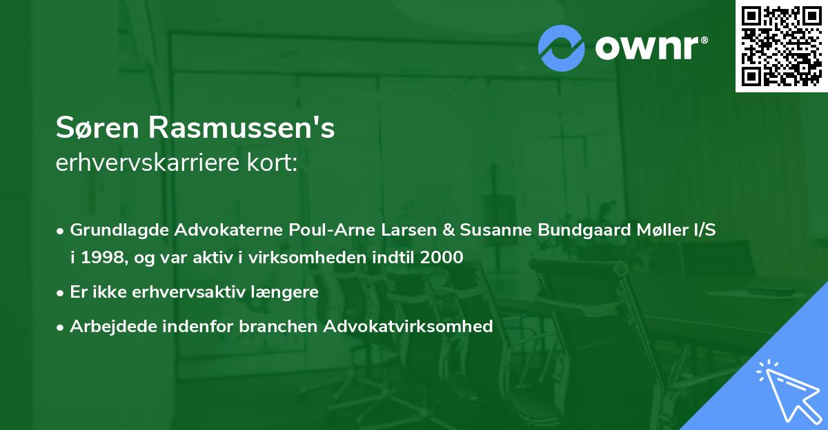 Søren Rasmussen's erhvervskarriere kort
