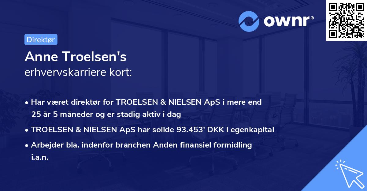 Anne Troelsen's erhvervskarriere kort