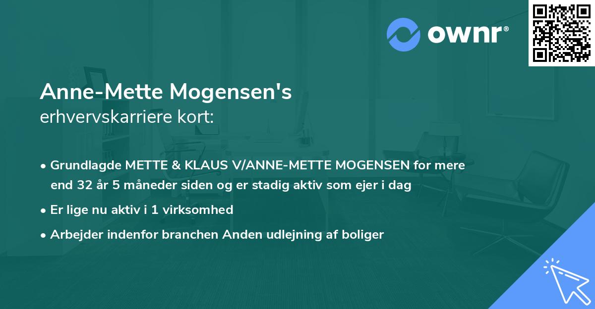 Anne-Mette Mogensen's erhvervskarriere kort