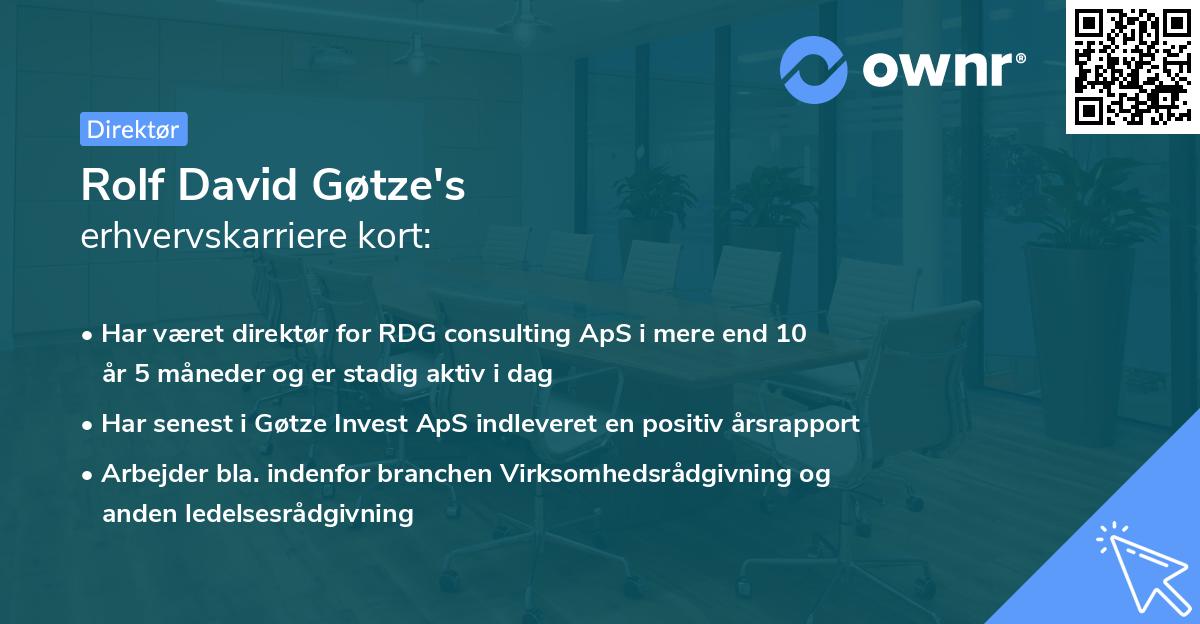 Rolf David Gøtze's erhvervskarriere kort