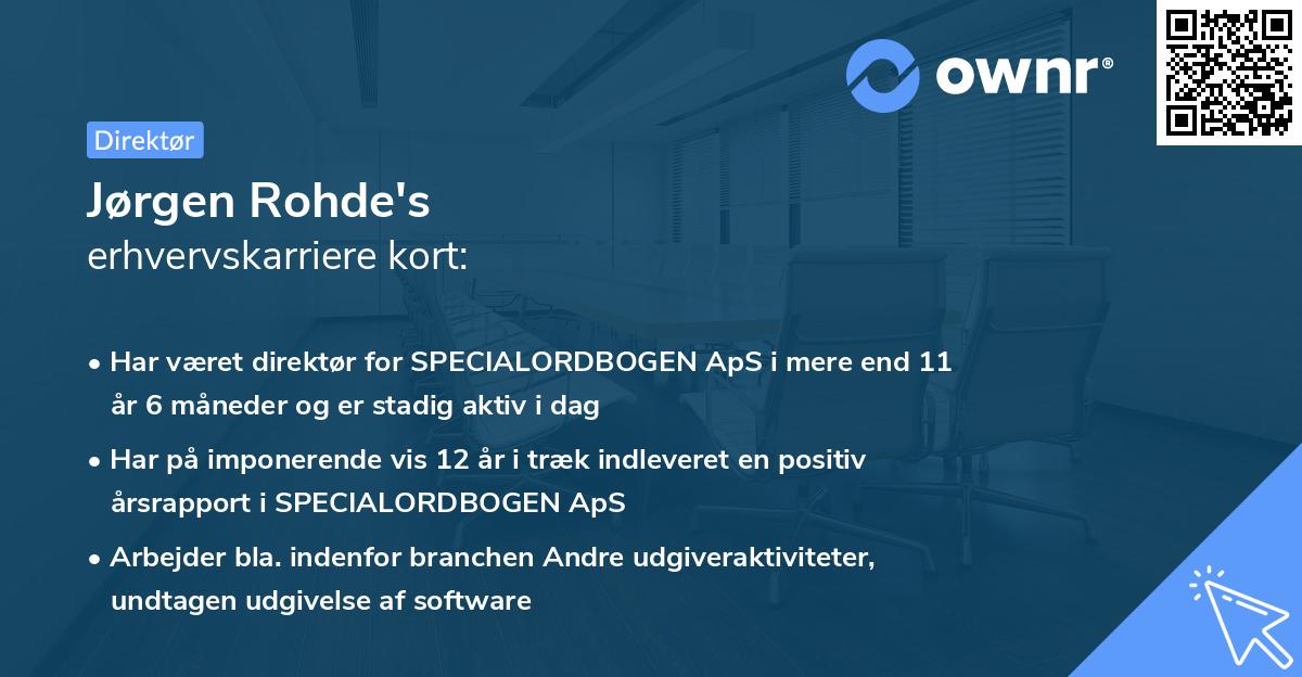 Jørgen Rohde's erhvervskarriere kort