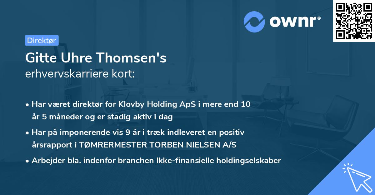 Gitte Uhre Thomsen's erhvervskarriere kort