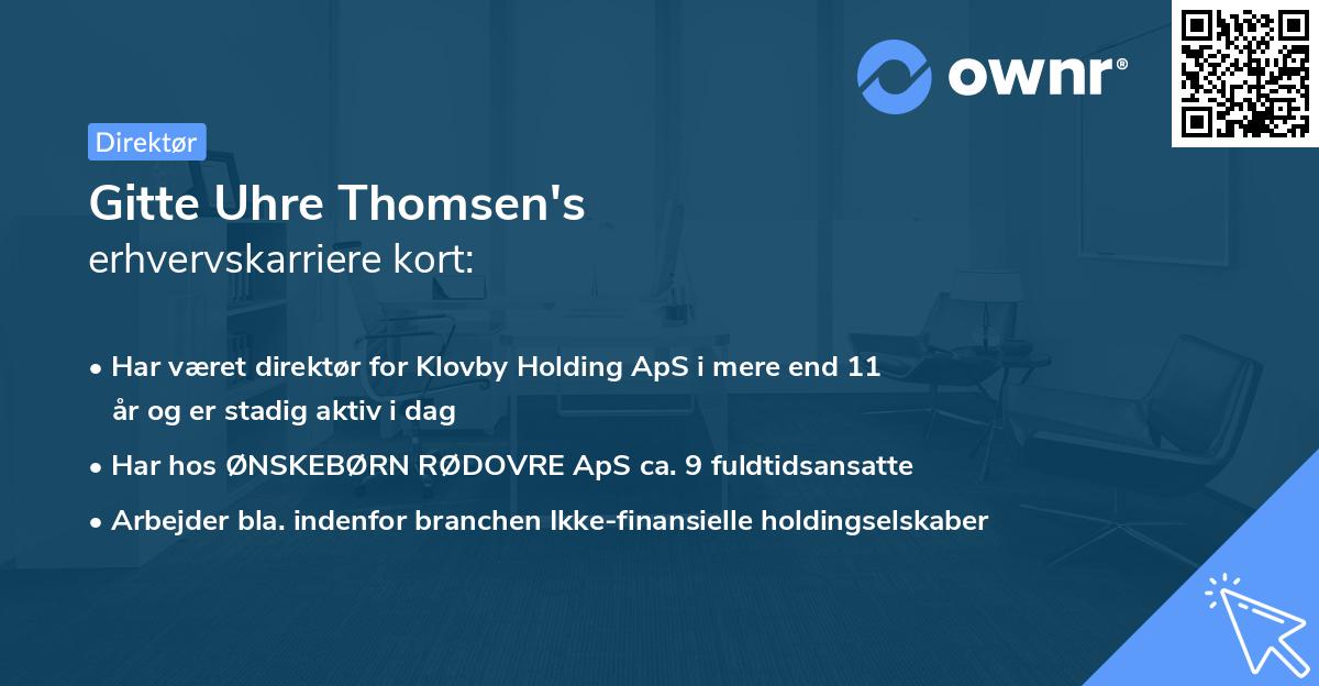 Gitte Uhre Thomsen's erhvervskarriere kort