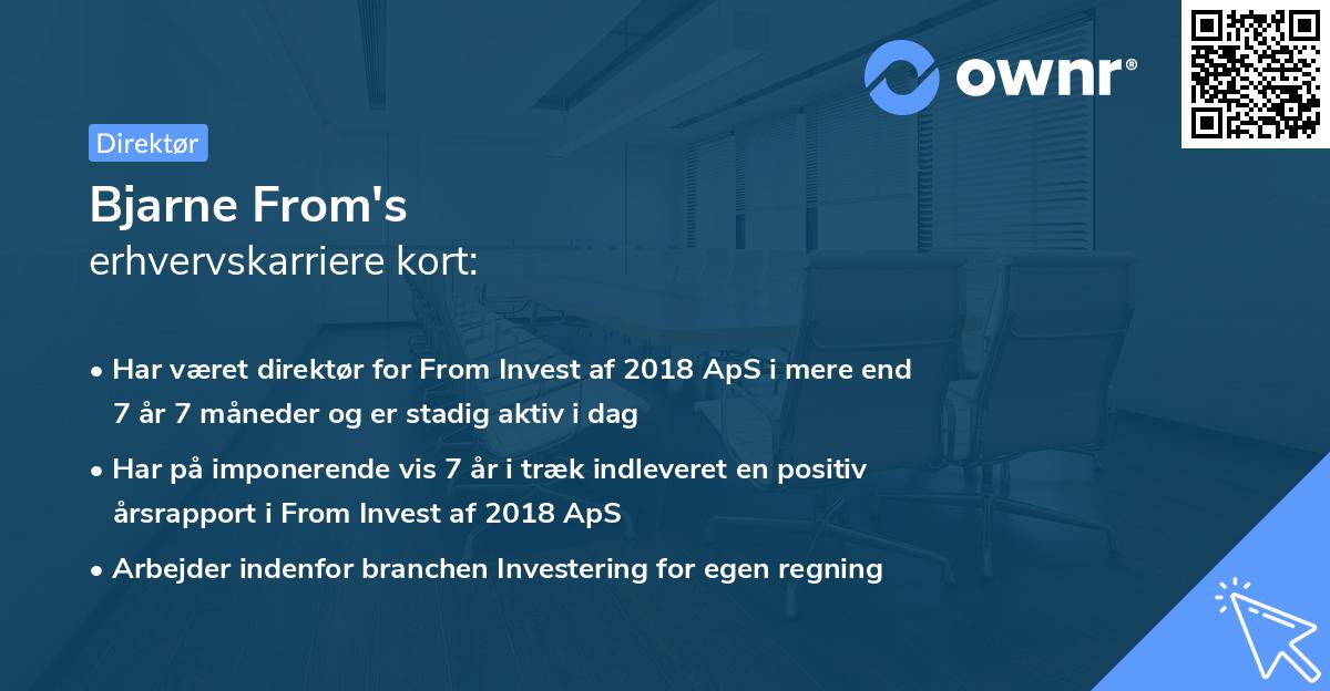 Bjarne From's erhvervskarriere kort