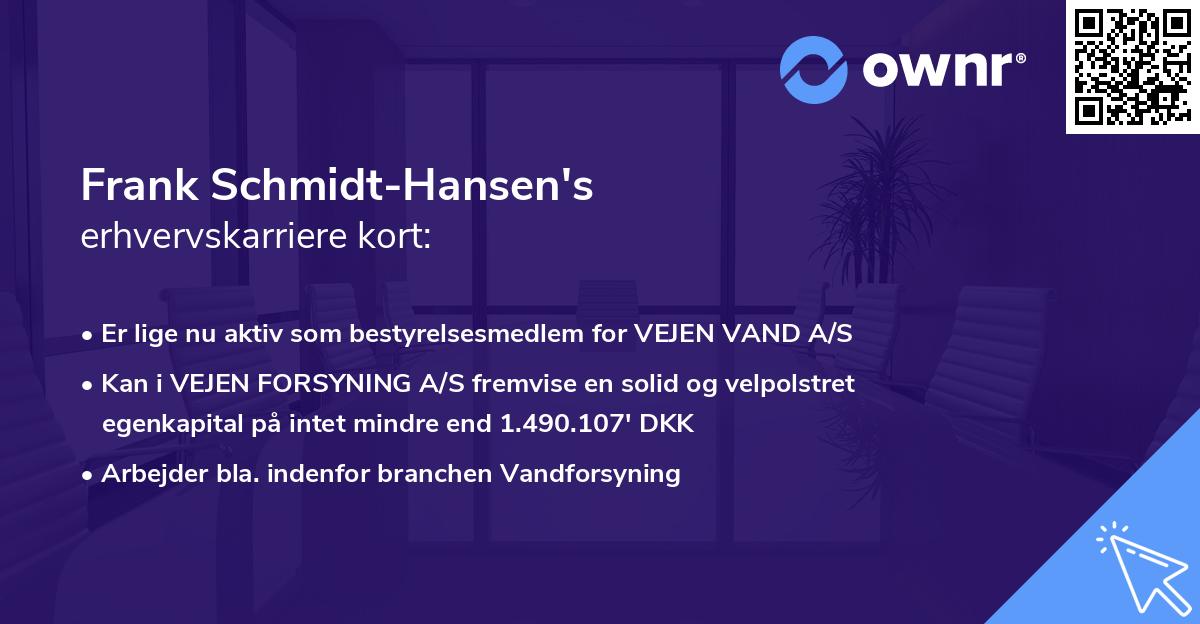 Frank Schmidt-Hansen's erhvervskarriere kort