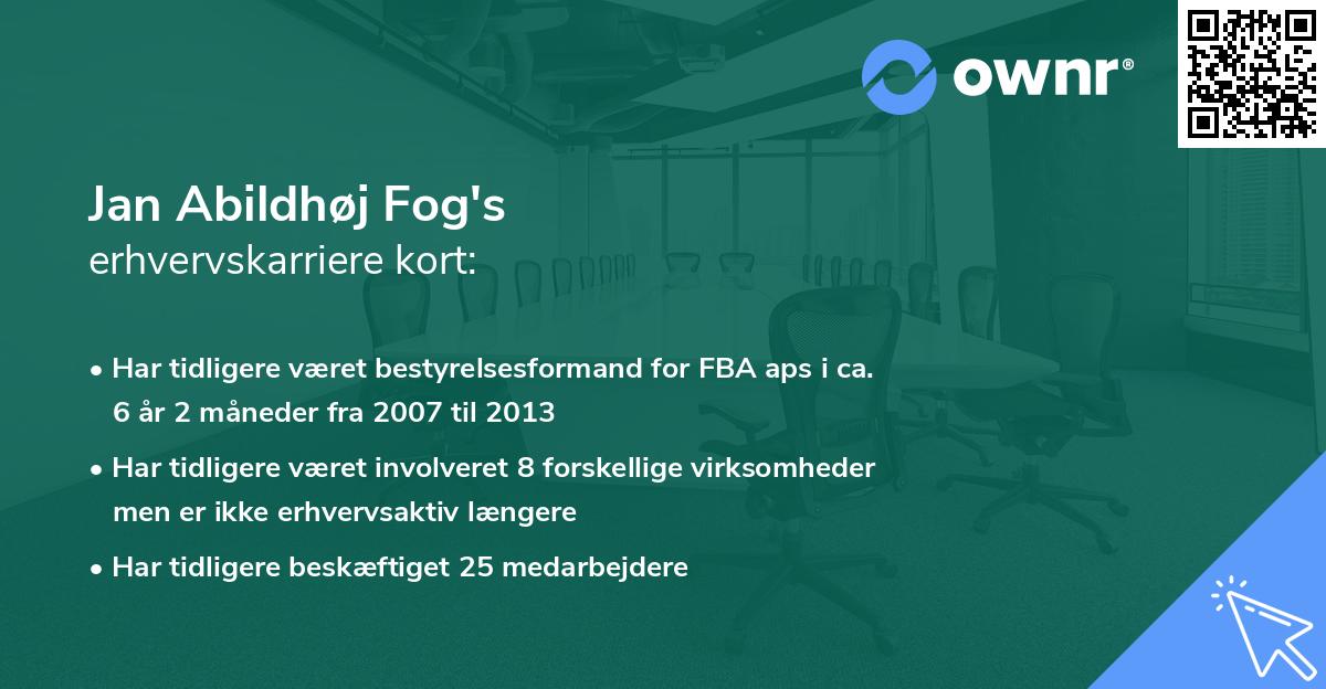 Jan Abildhøj Fog's erhvervskarriere kort