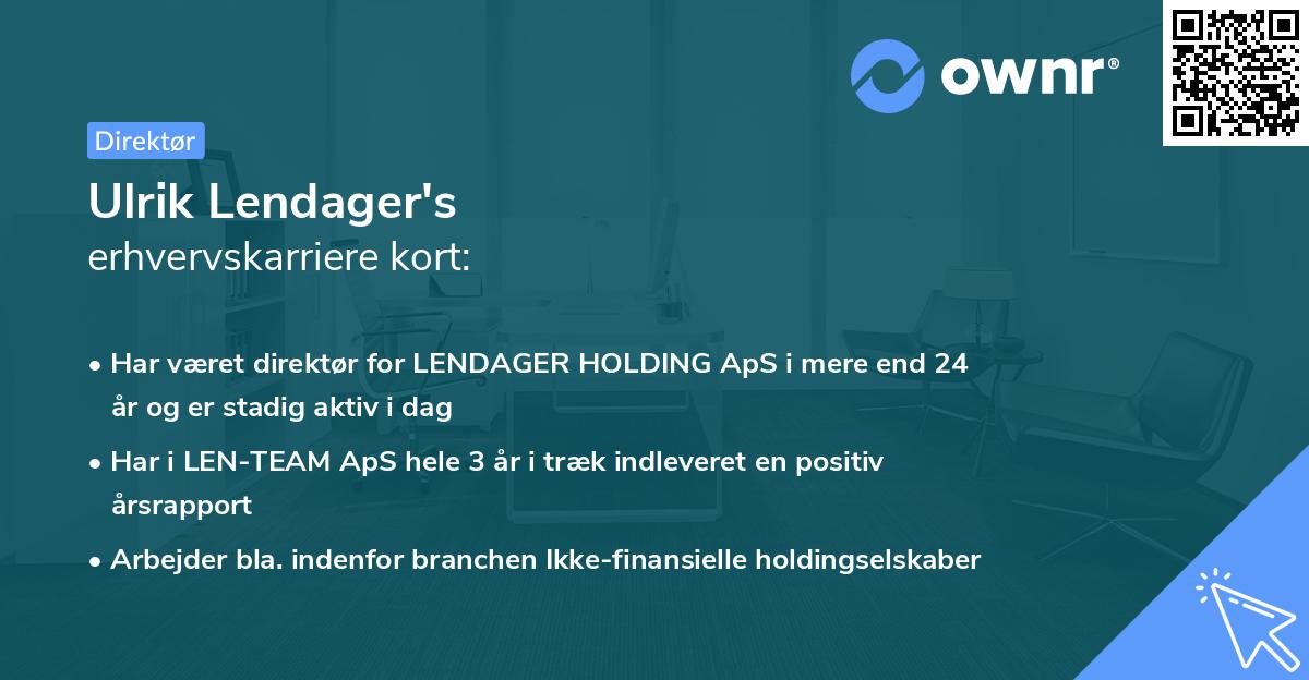 Ulrik Lendager's erhvervskarriere kort