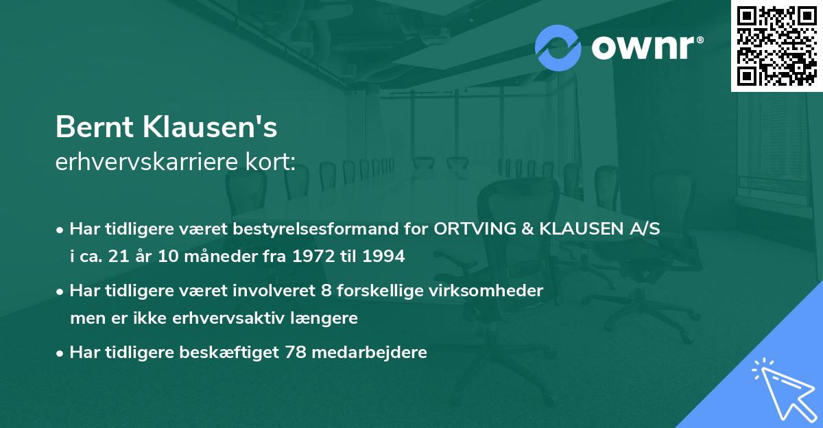 Bernt Klausen's erhvervskarriere kort