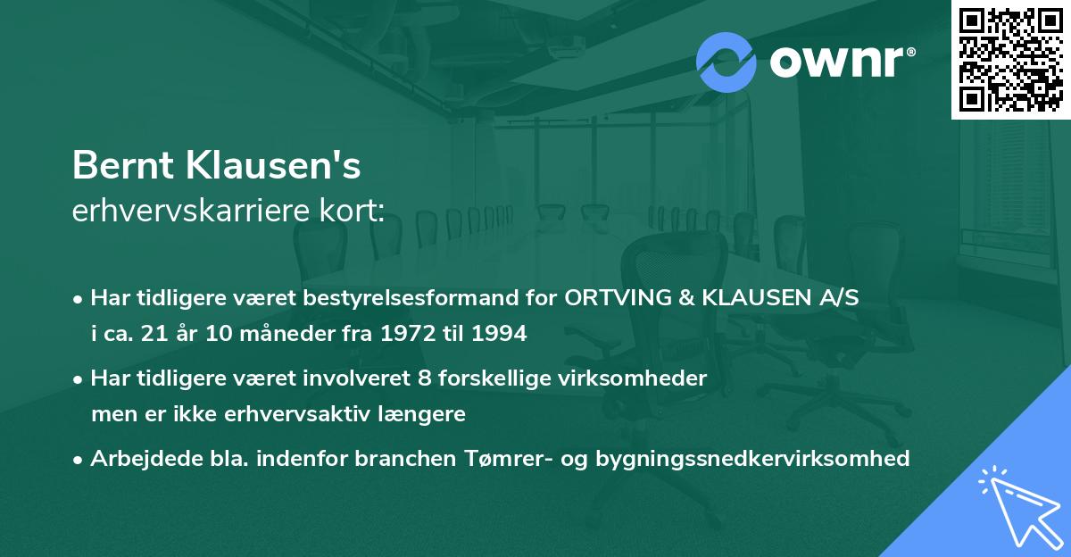 Bernt Klausen's erhvervskarriere kort