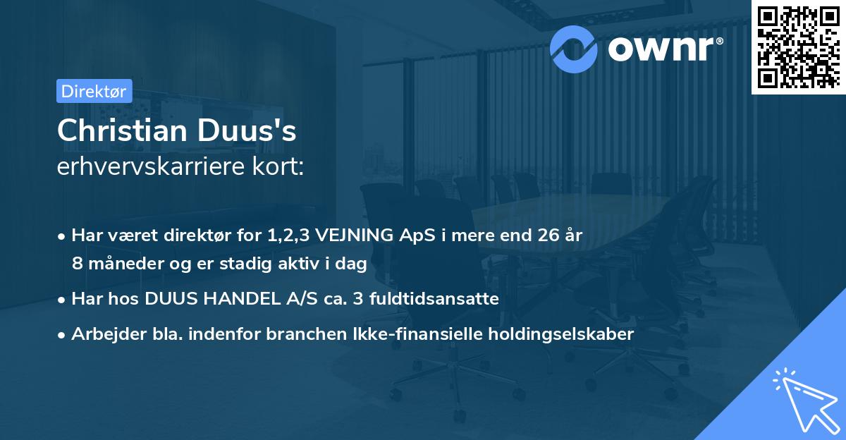 Christian Duus's erhvervskarriere kort