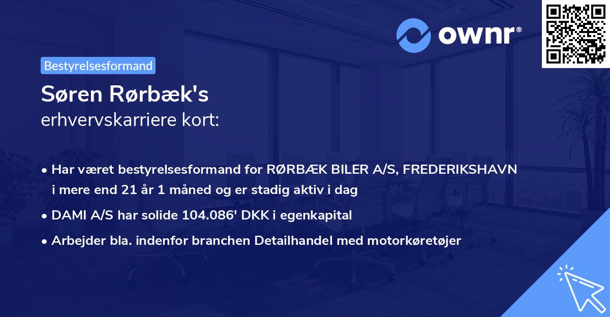 Søren Rørbæk's erhvervskarriere kort