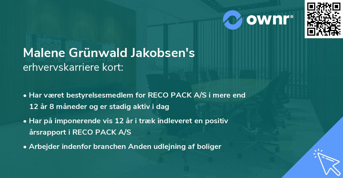 Malene Grünwald Jakobsen's erhvervskarriere kort