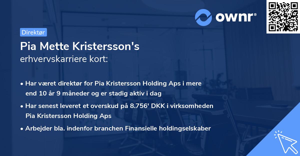 Pia Mette Kristersson's erhvervskarriere kort
