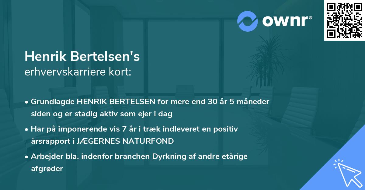 Henrik Bertelsen's erhvervskarriere kort