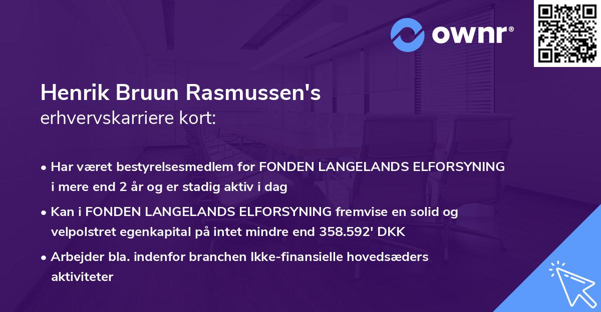 Henrik Bruun Rasmussen's erhvervskarriere kort