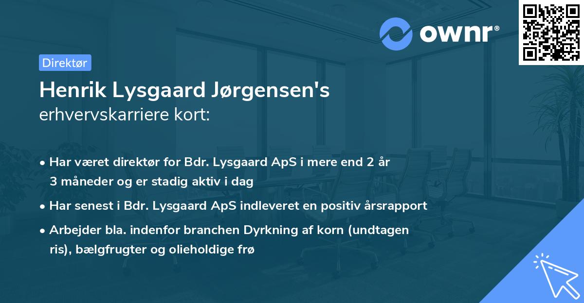 Henrik Lysgaard Jørgensen's erhvervskarriere kort