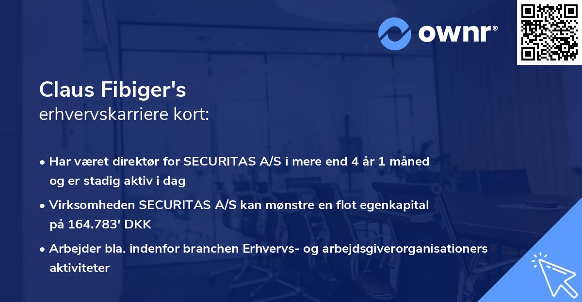 Claus Fibiger's erhvervskarriere kort