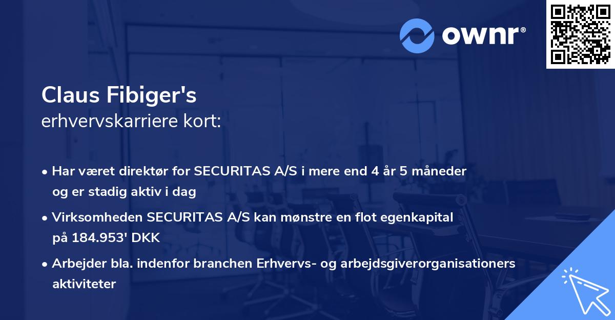 Claus Fibiger's erhvervskarriere kort