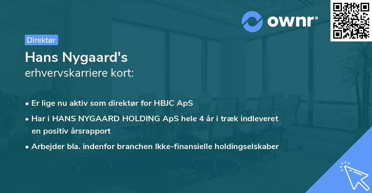 Hans Nygaard's erhvervskarriere kort