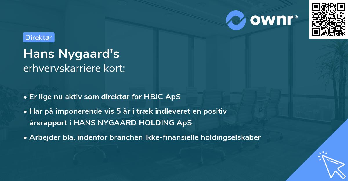 Hans Nygaard's erhvervskarriere kort
