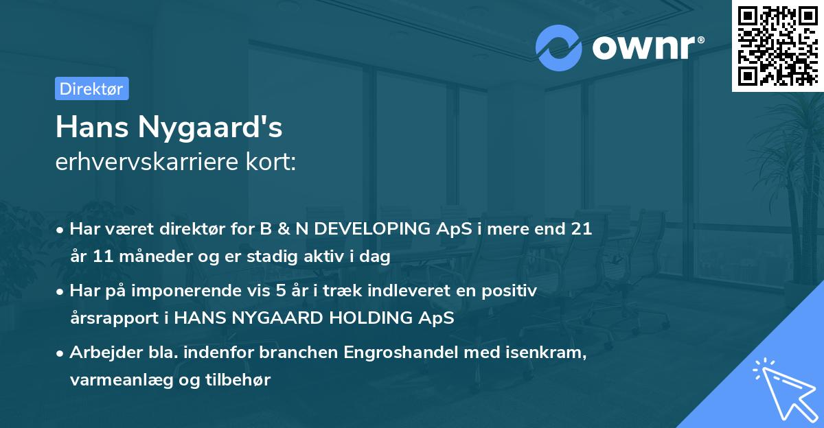 Hans Nygaard's erhvervskarriere kort