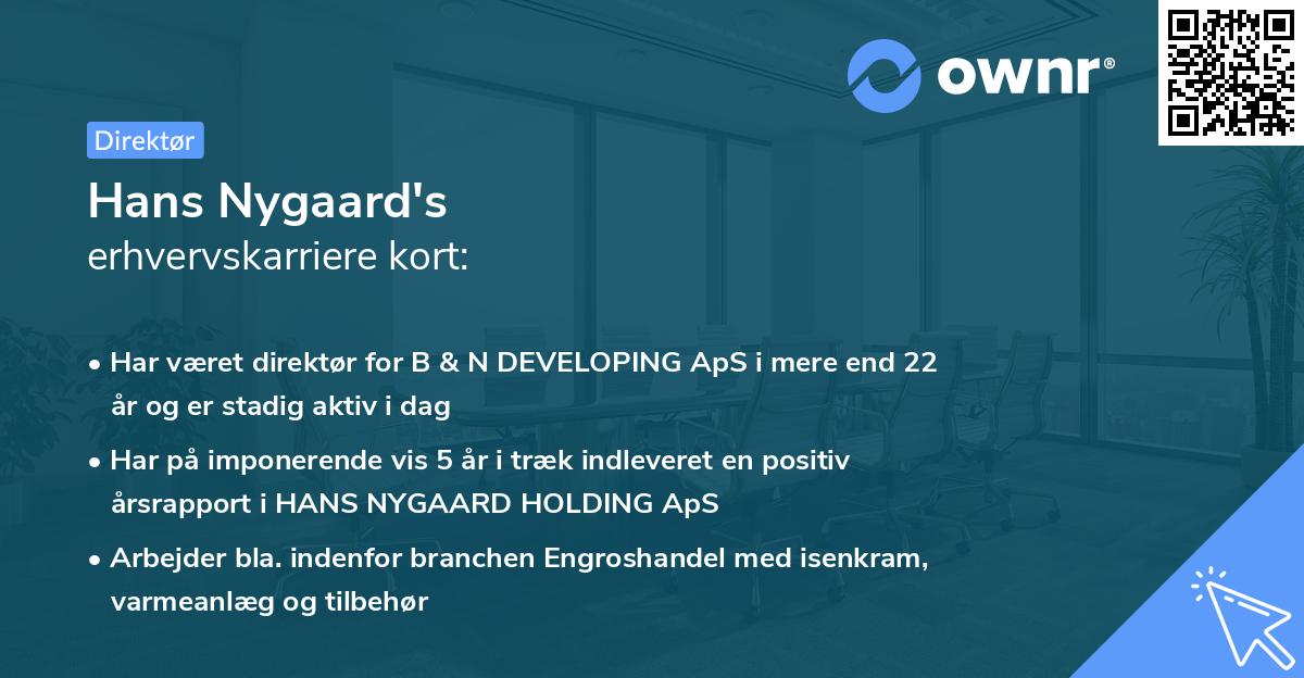 Hans Nygaard's erhvervskarriere kort