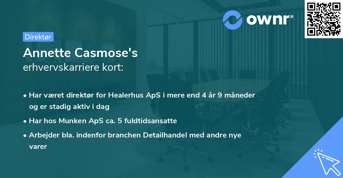 Annette Casmose's erhvervskarriere kort