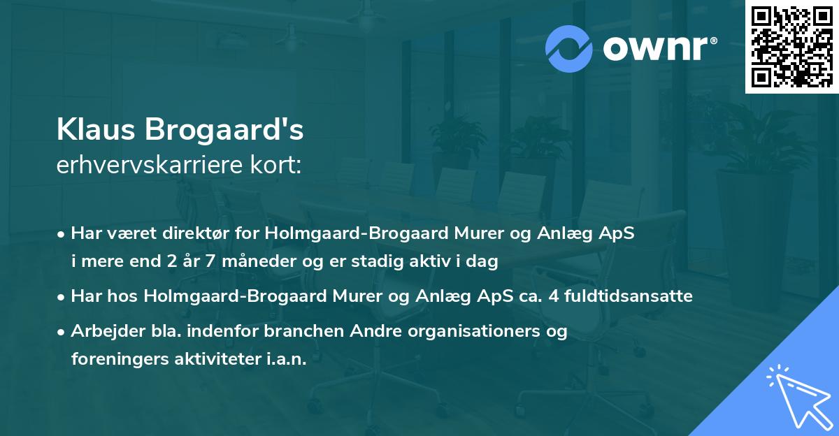 Klaus Brogaard's erhvervskarriere kort