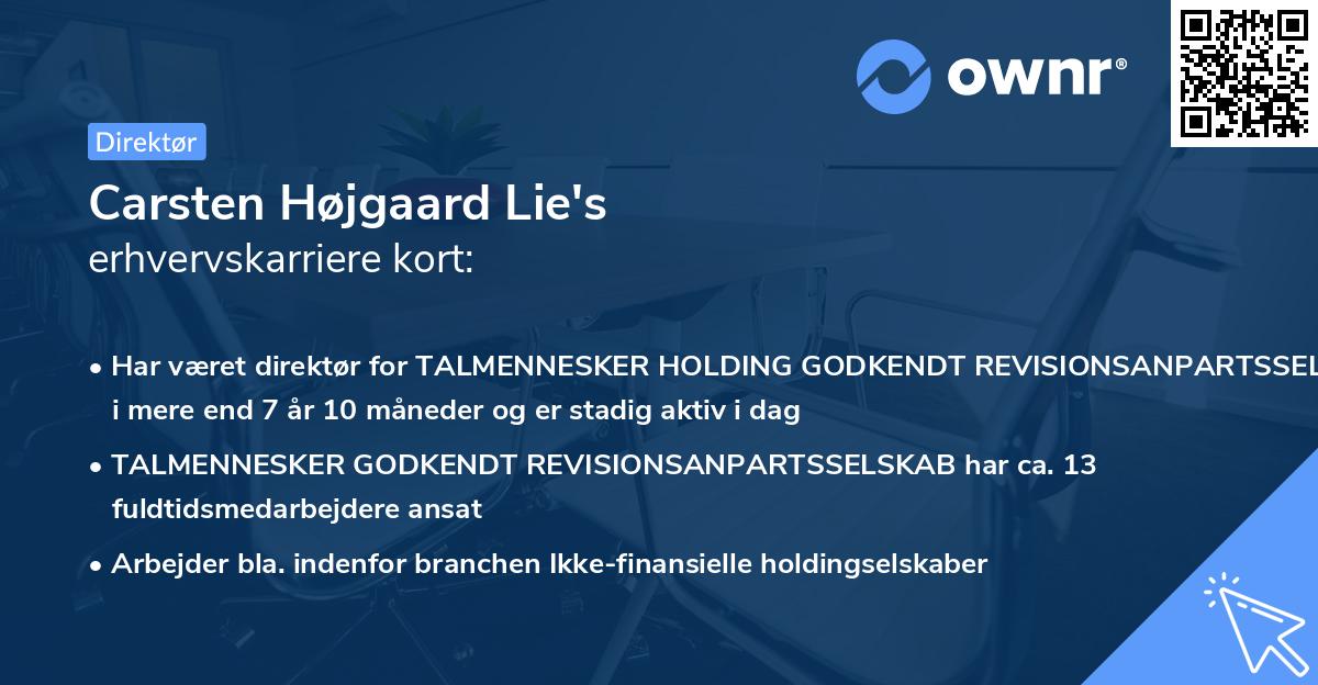 Carsten Højgaard Lie's erhvervskarriere kort