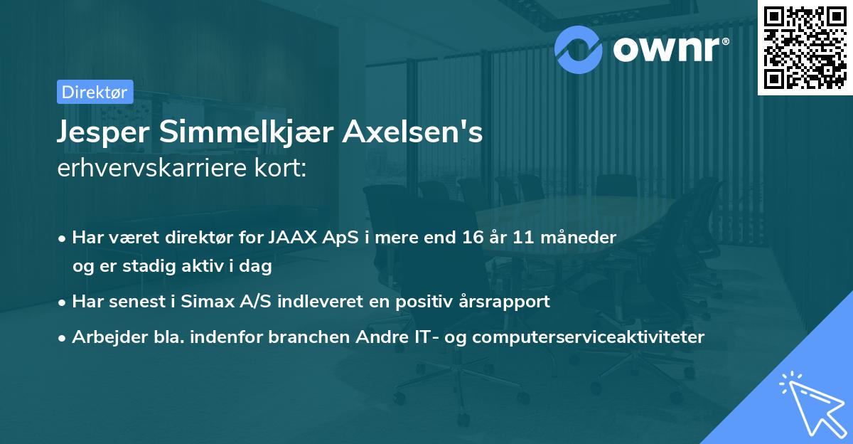 Jesper Simmelkjær Axelsen's erhvervskarriere kort