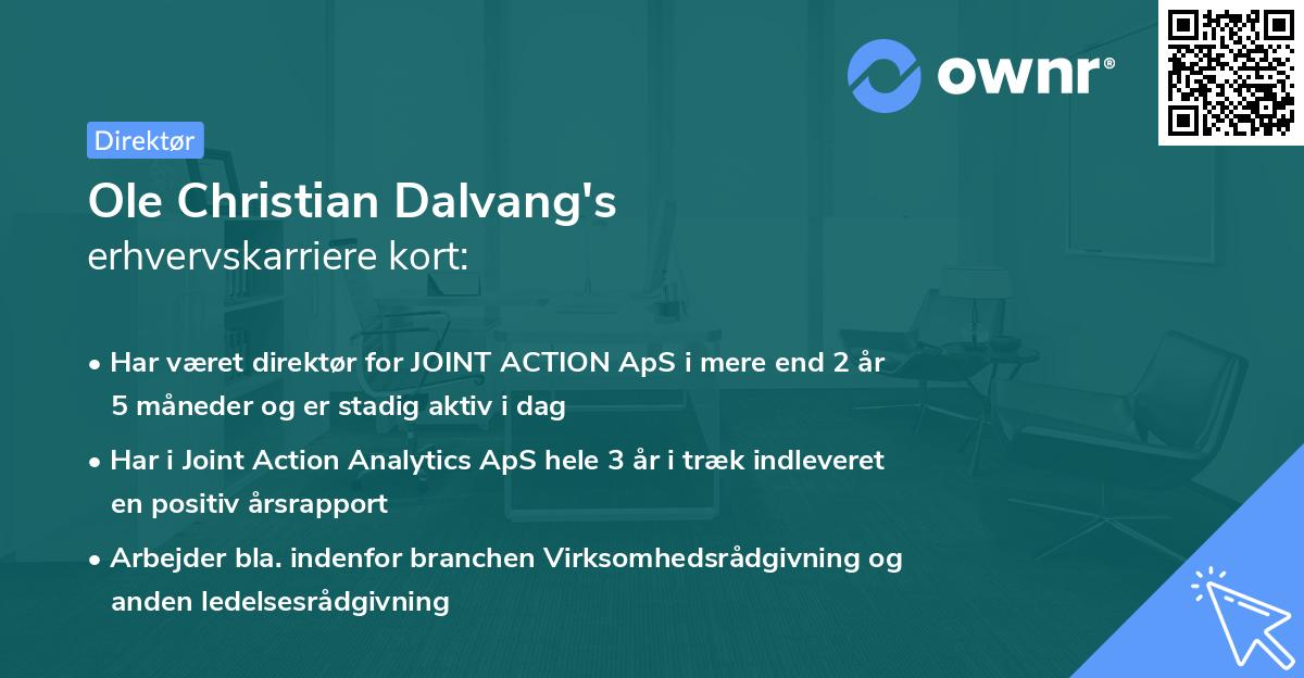 Ole Christian Dalvang's erhvervskarriere kort