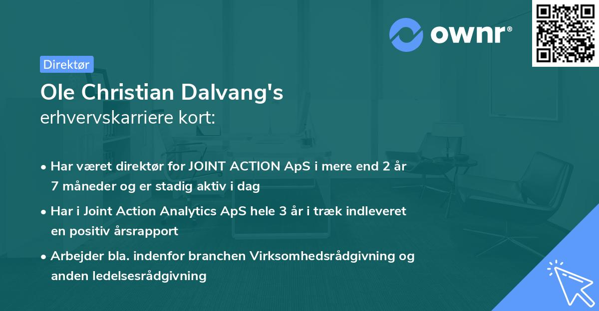 Ole Christian Dalvang's erhvervskarriere kort