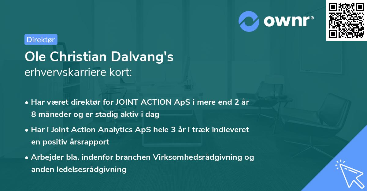 Ole Christian Dalvang's erhvervskarriere kort