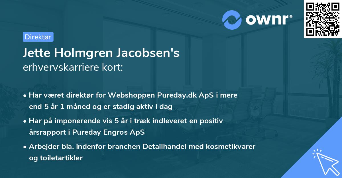 Jette Holmgren Jacobsen's erhvervskarriere kort