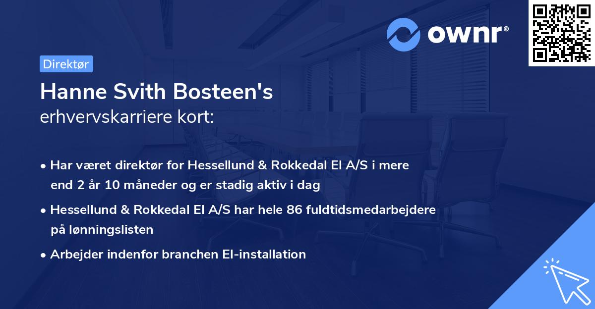 Hanne Svith Bosteen's erhvervskarriere kort