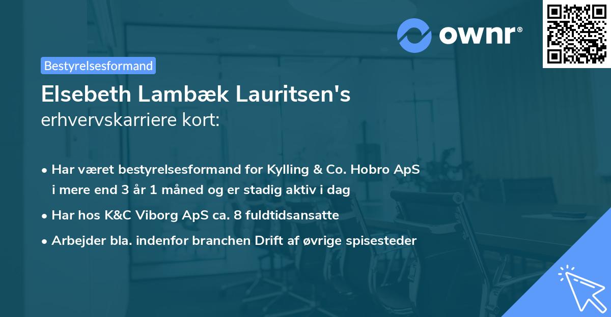 Elsebeth Lambæk Lauritsen's erhvervskarriere kort