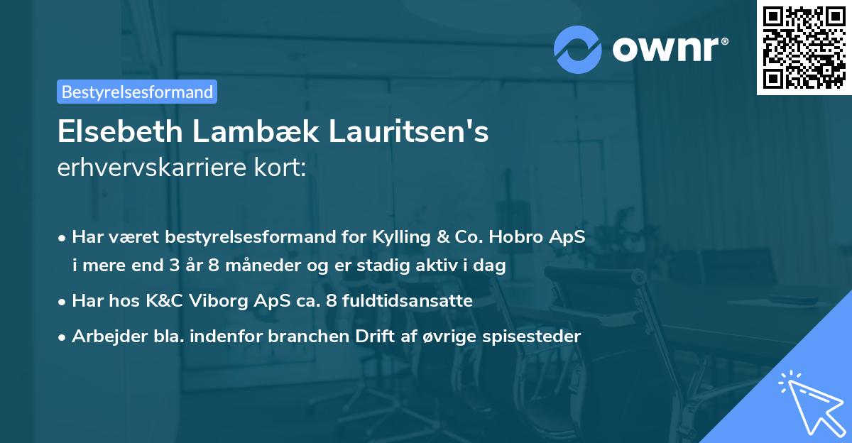 Elsebeth Lambæk Lauritsen's erhvervskarriere kort